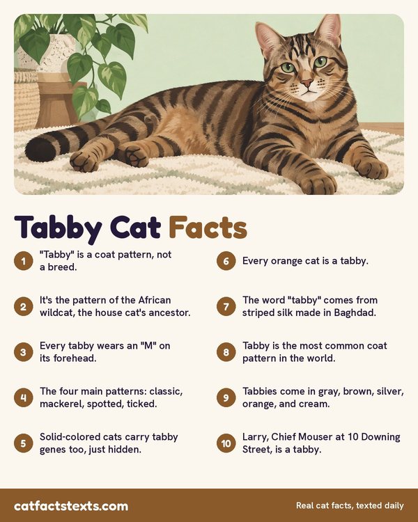 Infographic: 10 tabby cat facts, from the M on every tabby's forehead to the four main tabby patterns